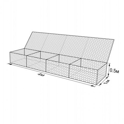 Габион ГСИ-К-4,0х1,0х0,5-С100-2,7/3,7-ЦАММП